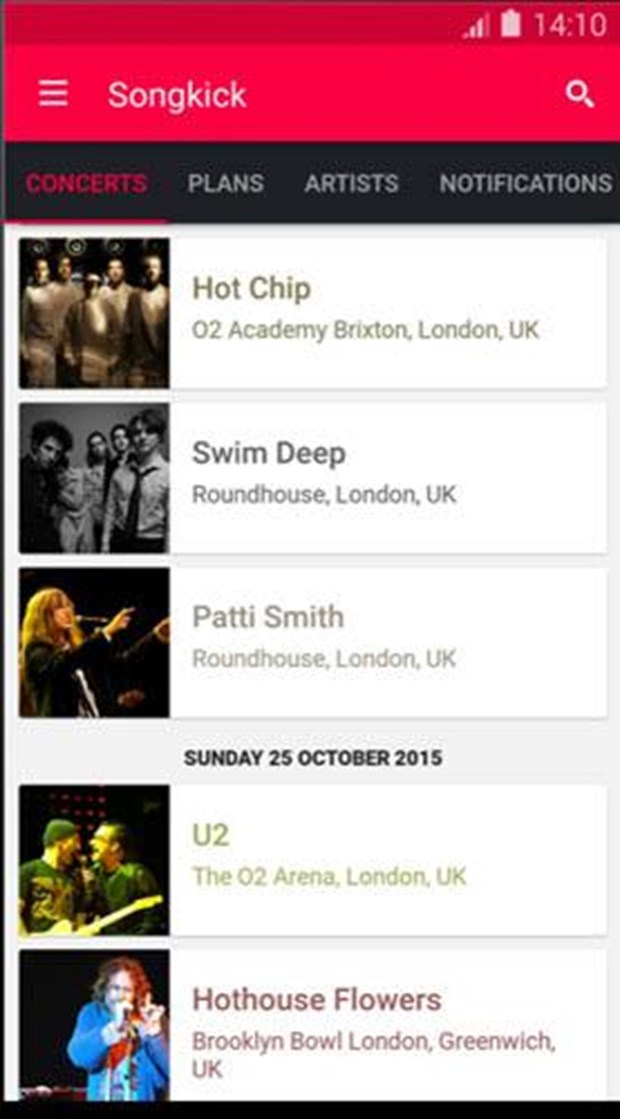 Songkick for Concerts
